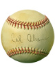 Cal Abrams signed RONL Rawlings Official National League Baseball toned/light sig- COA (Brooklyn Dodgers)