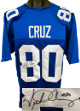 Victor Cruz signed New York Blue Custom Stitched Pro Style Football Jersey #80 XL- JSA #N00888