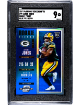 Aaron Jones 2017 Panini Contenders Optic Blue Prizm Rookie Ticket Card (RC) #99- /99- SGC Graded 9 Mint (Green Bay Packers)