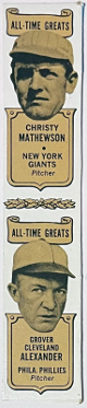 1969-70 Bazooka Bubble Gum All-Time Greats HOF Card 2-card panel  Christy Mathewson NY Giants/Grover Alexander Phil Phillies