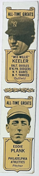 1969-70 Bazooka Bubble Gum All-Time Greats HOF Card 2-card panel  Wee Willie Keeler Orioles-Dodgers-Giants-Yankees /Eddie Plank