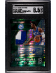 Joel Embiid 2016-17 Panini Spectra Global Icons Material Neon Green Prizm Auto Card #4- /5- SGC Graded 8.5 NM-MT+ (76ers)