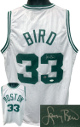 Larry Bird signed Boston White TB Custom Stitched Pro Style Basketball Jersey XL- JSA Witnessed & Bird Hologram