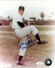 Johnny Podres signed Brooklyn Dodgers 8x10 Pitching Photo 55 WS MVP- JSA Hologram (wind up- deceased)