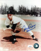 Johnny Podres signed Brooklyn Dodgers 8x10 Pitching Photo 55 WS MVP- JSA Hologram (follow through- deceased)