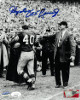 Howard "Hopalong" Cassady signed Ohio State Buckeyes B&W 8x10 Photo- JSA Holo w/ Woody Hayes (55 Heisman)